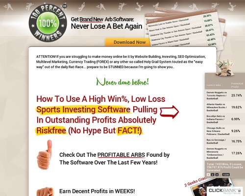 Top Arbitrage Betting Software 100percent Winners