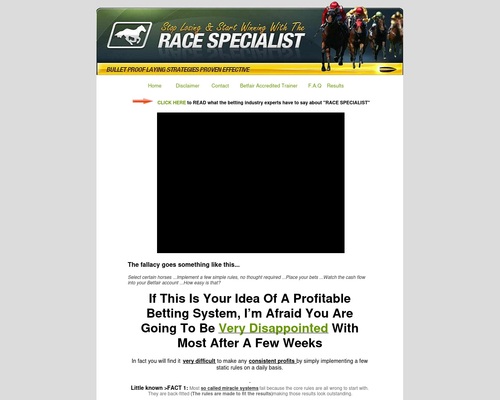 Race Specialist Definitive Horse Racing Method For Low Risk Winning