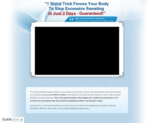 Sweat Miracle(tm) ~ #1 Excessive Sweating Offer On CB ~ $27/sale!