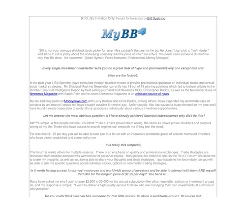 A Forum For Investors & Traders – Bio Forum By Bill Spetrino