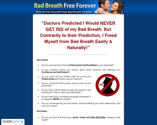 Bad Breath Free Forever ~ Brand New With A 13.2% Conversion Rate!