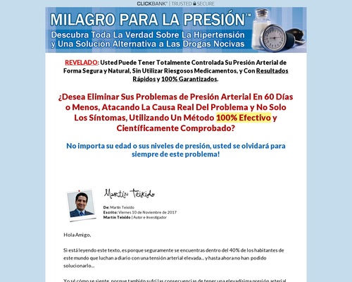 Milagro Para La Presion – 90% Comisión. Unico En Español!