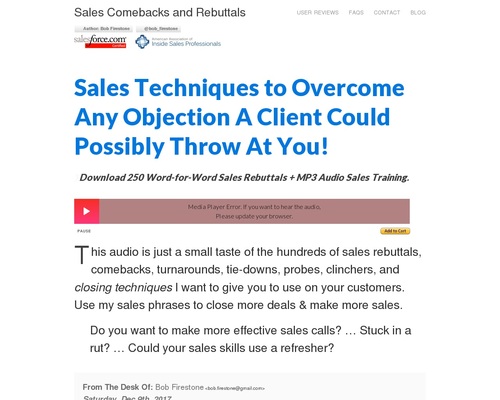 Bob Firestone’s Sales Rebuttal Guide 2016