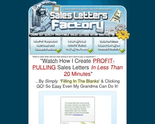 Amazing Sales Letters Factory Creates Sales Letters In Minutes!