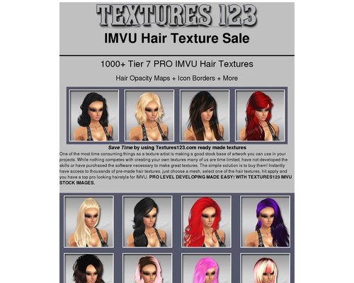 Game Texture Sales :1200 Hair Textures