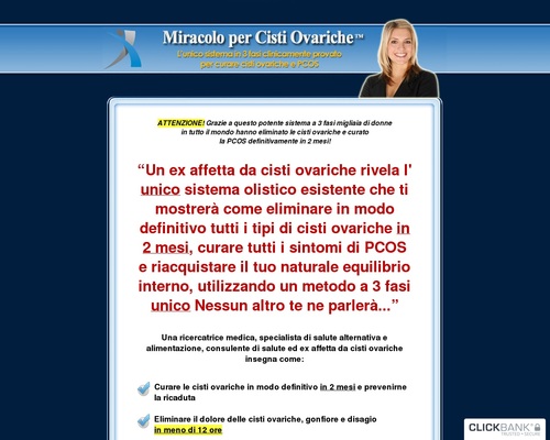 Miracolo Per Cisti Ovariche(tm): Ovarian Cyst Miracle(tm) In Italian!